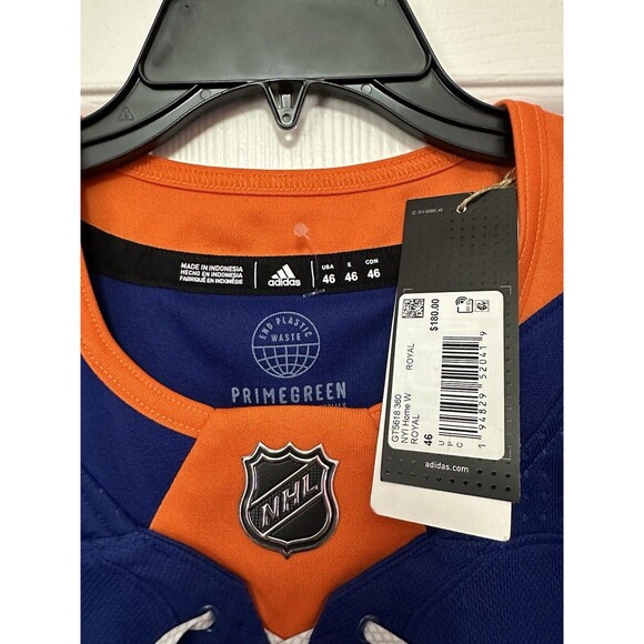 Size 46 Men's Adidas NHL New York Islanders Authentic Home Hockey Jersey GT5618 - Picture 3 of 3